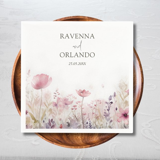 Rustic Muted Winter Wildflower Meadow Wedding Napkins (Creator Uploaded)