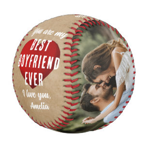 Rustic My Best Boyfriend Ever Red Heart 2 Photos Baseball