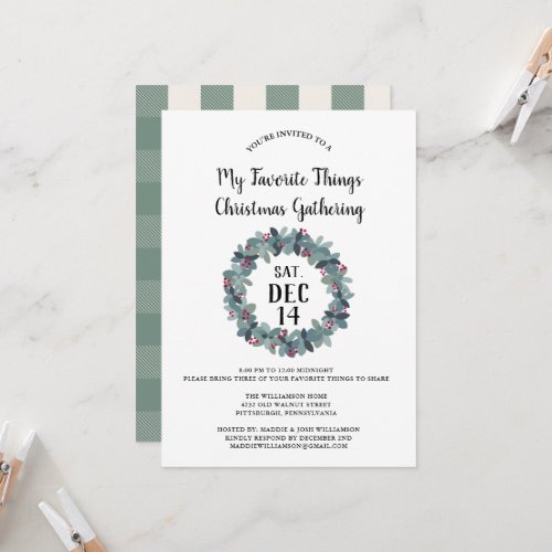 Rustic My Favorite Things Christmas Party  Invitat Invitation