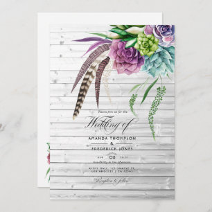 Rustic Mystical Boho Succulent Plants Wedding Invitation