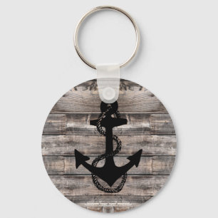 rustic nacutical ANCHOR + ROPE   Keychain