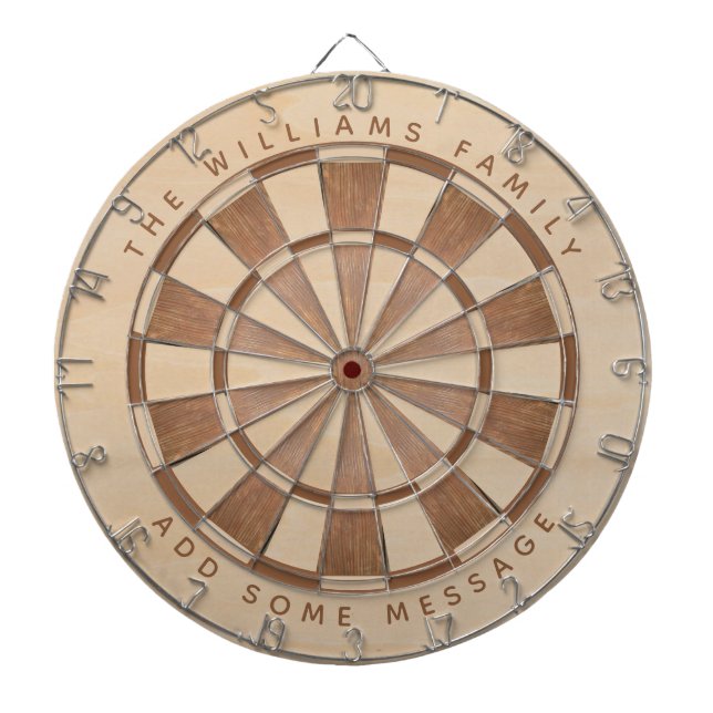 Rustic Name Message Brown Wood Classic  Dart Board (Front)