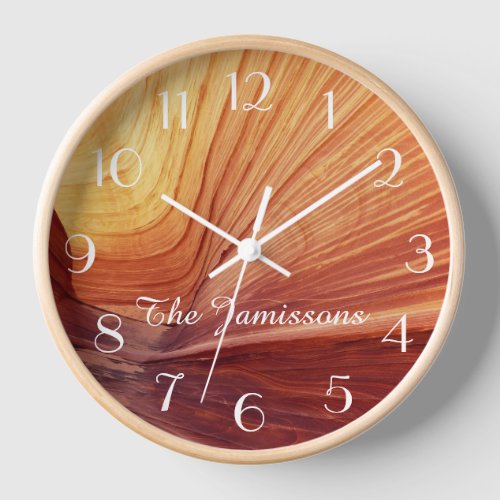 Rustic Name Southwest Abstract Round  Clock