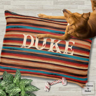 Rustic Name Western Stripe Serape Print Pet Bed
