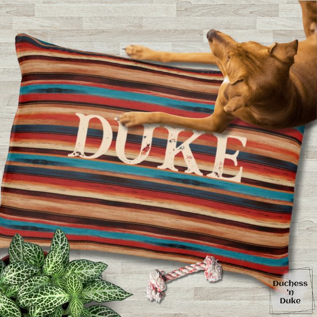 Rustic Name Western Stripe Serape Print Pet Bed (Rustic Name Western Stripe Serape Print Pet Bed)