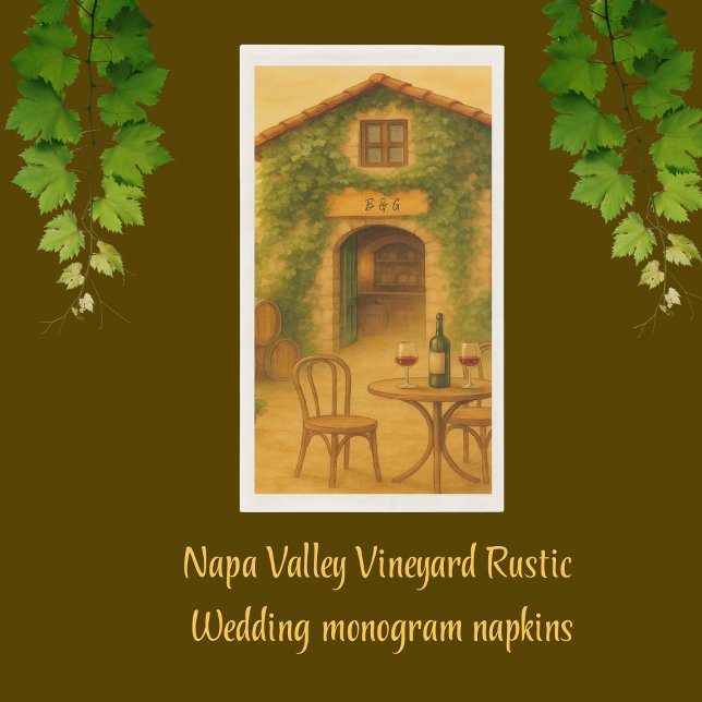 Rustic Napa Valley Vineyard Golden Wedding  Paper Guest Towels (Creator Uploaded)