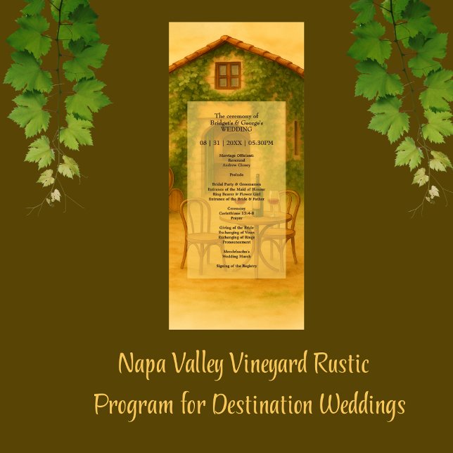 Rustic Napa Valley Vineyard Golden Wedding  Program (Creator Uploaded)