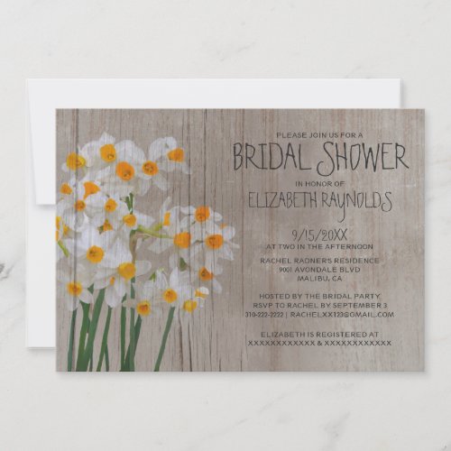 Rustic Narcissus Bridal Shower Invitations