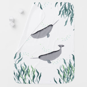 Rustic Narwhal Whale Sea Nursery Gender Neutral Baby Blanket