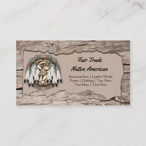 Rustic Native American Dreamcatcher Wood Cutout Business Card