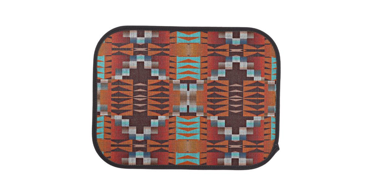 Rustic Native American Indian Cabin Mosaic Pattern Car Mat | Zazzle