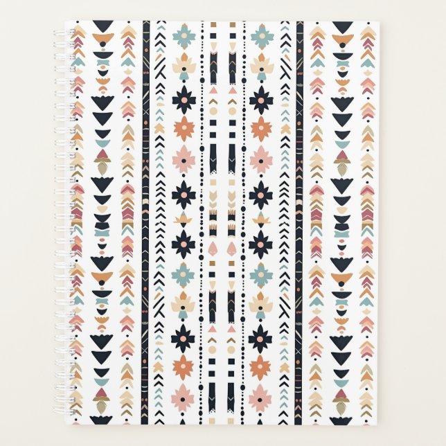 Rustic Native Ethnic Mudcloth Aesthetic Vertical Planner (Front)