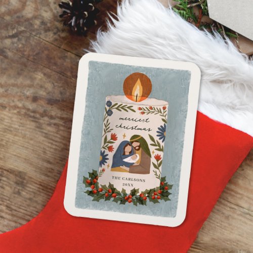 Rustic Nativity Christian Christmas Magnet