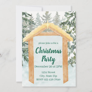 Rustic Nativity Farmhouse Holiday Invitation