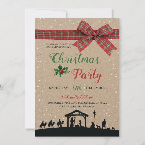 Rustic Nativity Religious Christmas Party Invitati Invitation