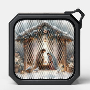 Rustic Nativity Scene with Winter Florals Bluetooth Speaker