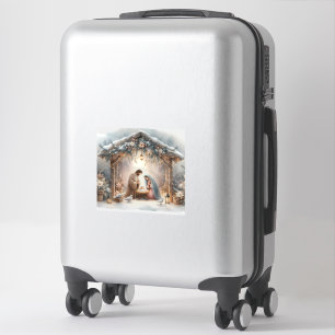 Rustic Nativity Scene with Winter Florals Sticker