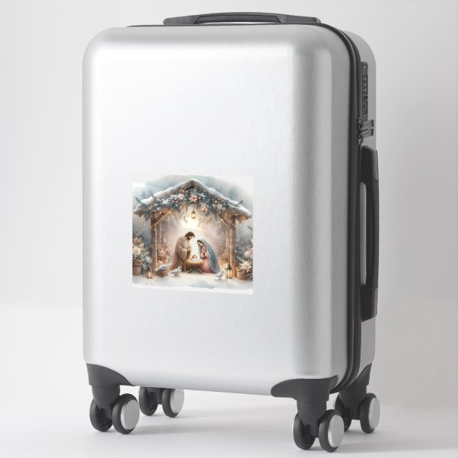 Rustic Nativity Scene with Winter Florals Sticker (Suitcase)