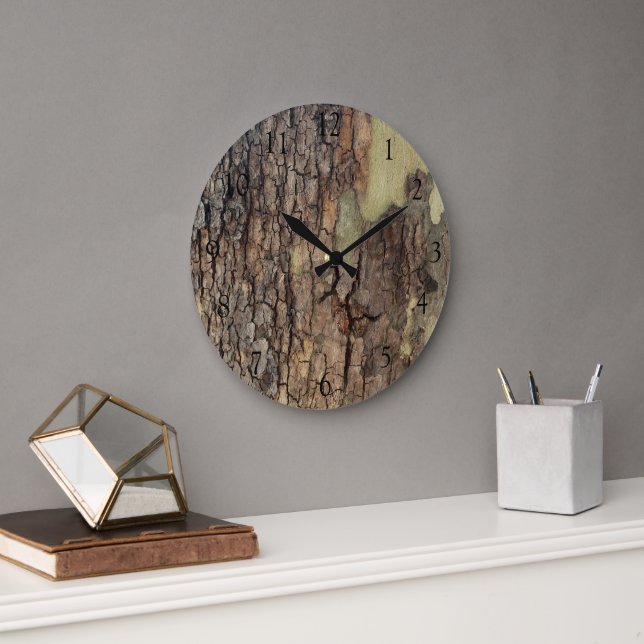 Rustic natural distressed tree bark forest trees  large clock (Office)