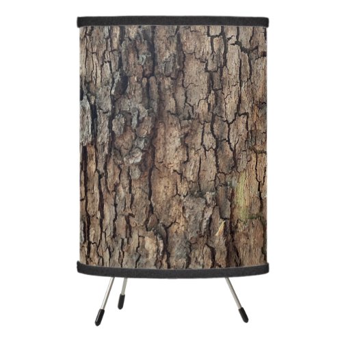 Rustic natural distressed tree bark forest trees  tripod lamp