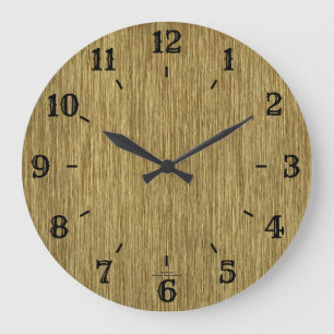 Rustic Natural Grainy Wood Look Clock