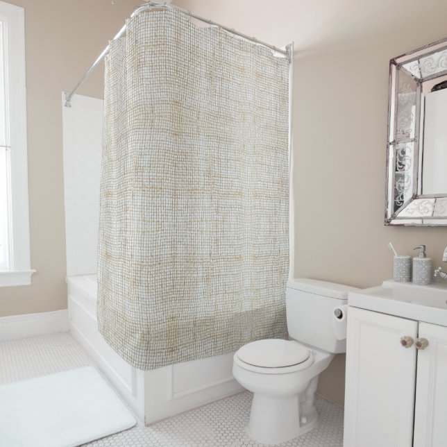 rustic natural jute burlap shower curtain (In Situ)