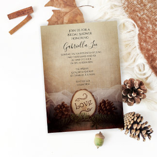 Rustic Natural Pines Woods Bridal Shower Invitation