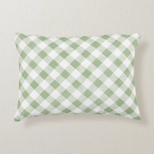 Rustic Natural Sage Gingham Plaid  Accent Pillow