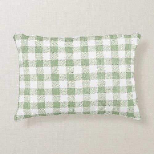 Rustic Natural Sage Gingham Plaid   Accent Pillow