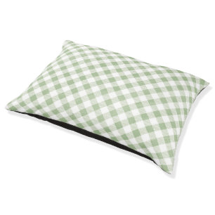 Rustic Natural Sage Gingham Plaid Pet Bed