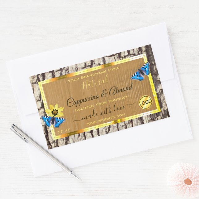 Rustic Natural Tree Bark Grain Product Labels Logo (Envelope)