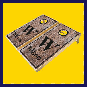 Rustic Natural Wood Grain Elegant Personalization Cornhole Set