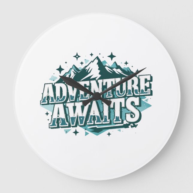 Rustic Nature and Hiking Graphic Large Clock (Front)