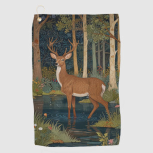 Rustic nature deer boho woodland forest greenery golf towel