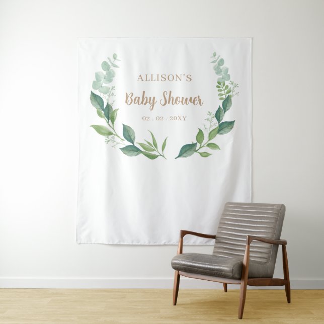 Rustic Nature Greenery Baby Shower Backdrop (In Situ)