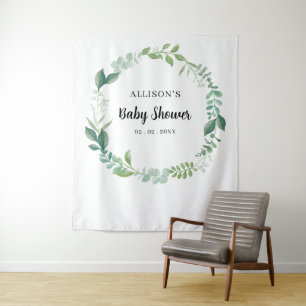 Rustic Nature Greenery Baby Shower Backdrop