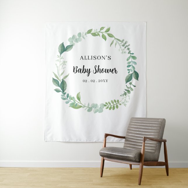 Rustic Nature Greenery Baby Shower Backdrop (In Situ)