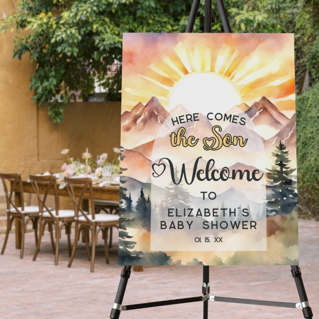 Rustic Nature Here Comes Son Baby Shower Welcome Foam Board (Creator Uploaded)