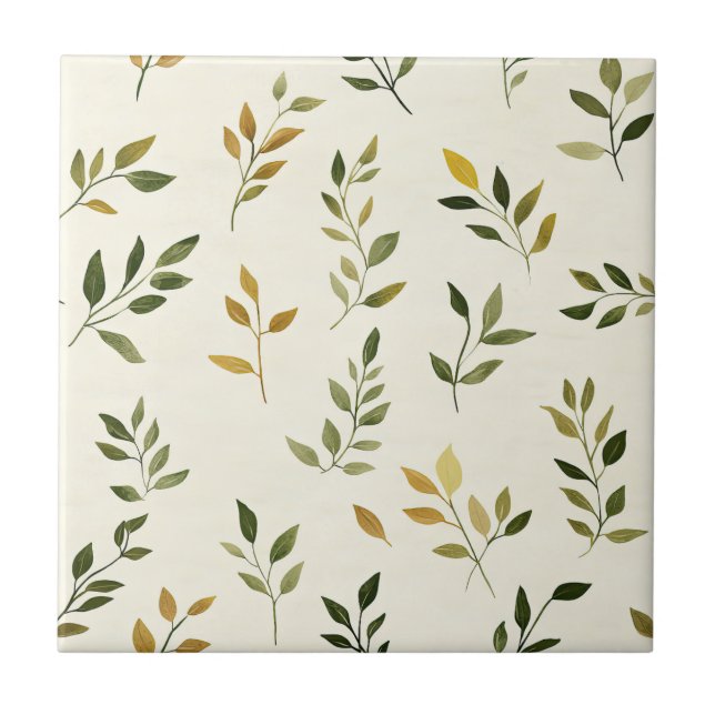 Rustic Nature-Inspired Leaf - Botanical Art (7) Ceramic Tile (Front)