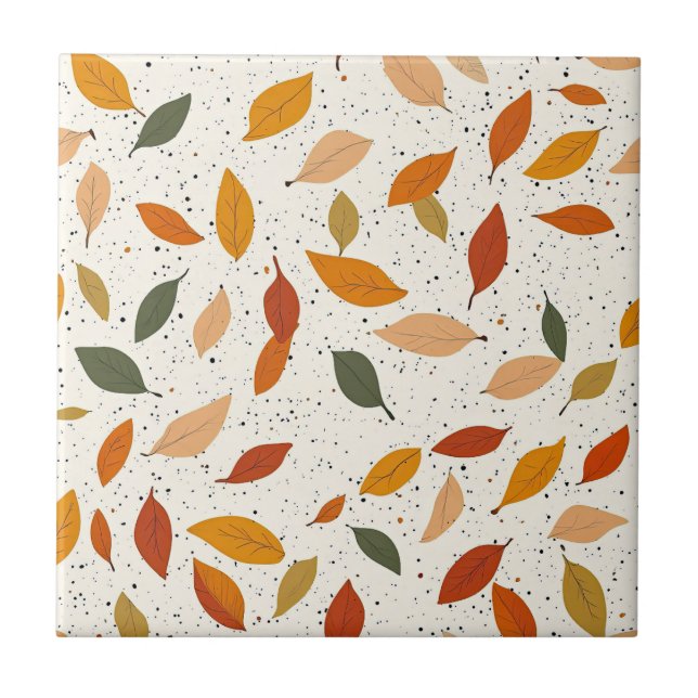 Rustic Nature-Inspired Leaf - Botanical Art Ceramic Tile (Front)