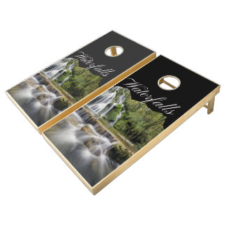 Rustic Nature Landscape Waterfall Cornhole Set