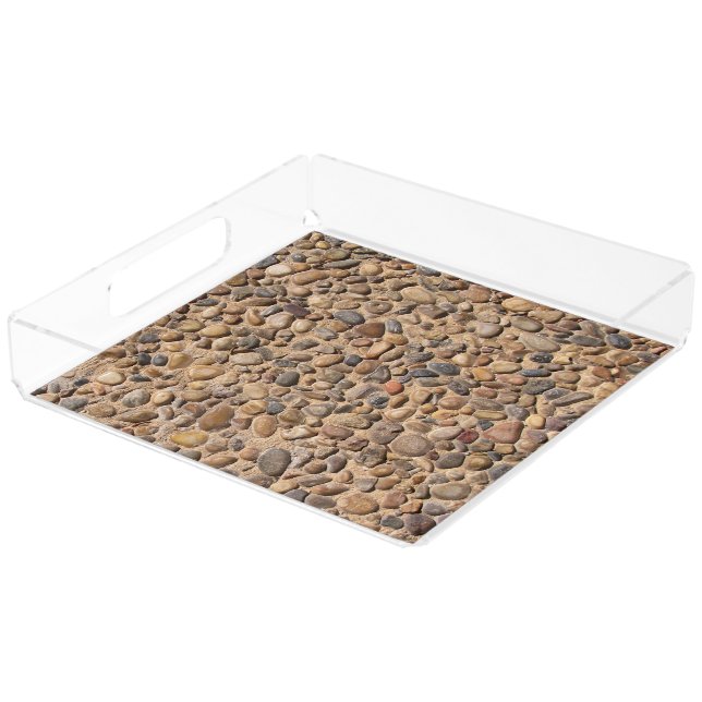 Rustic Nature Pebble Stones Photo Acrylic Tray (Angled)