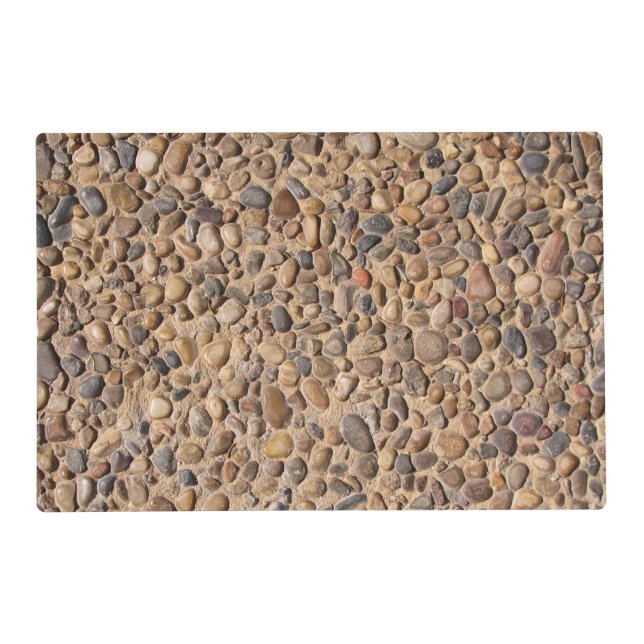 Rustic Nature Pebble Stones Photo Brown Border Placemat (Front)