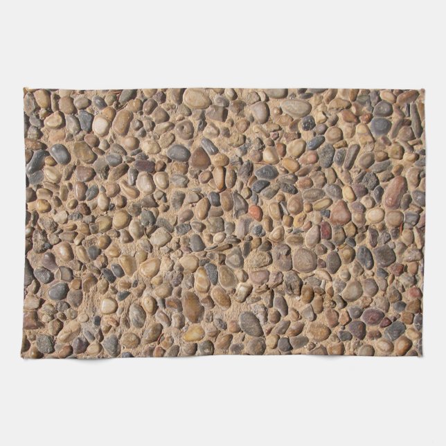 Rustic Nature Pebble Stones Photo Kitchen Towel (Horizontal)