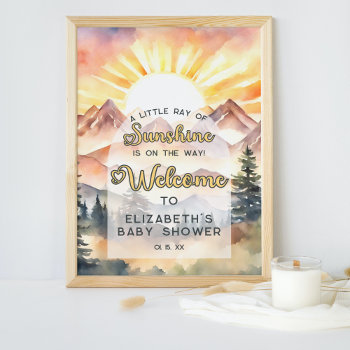 Rustic Nature Ray Of Sunshine Baby Shower Welcome Poster by EdenDigitalArts at Zazzle