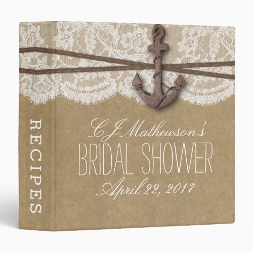 Rustic Nautical Anchor Beach Bridal Shower Recipe Binder