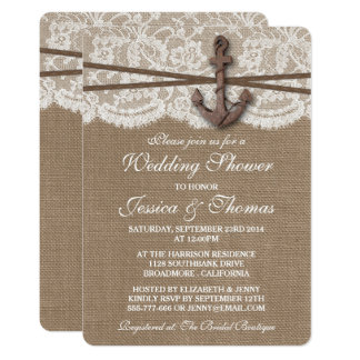 Rustic Nautical Anchor Beach Wedding Shower Card