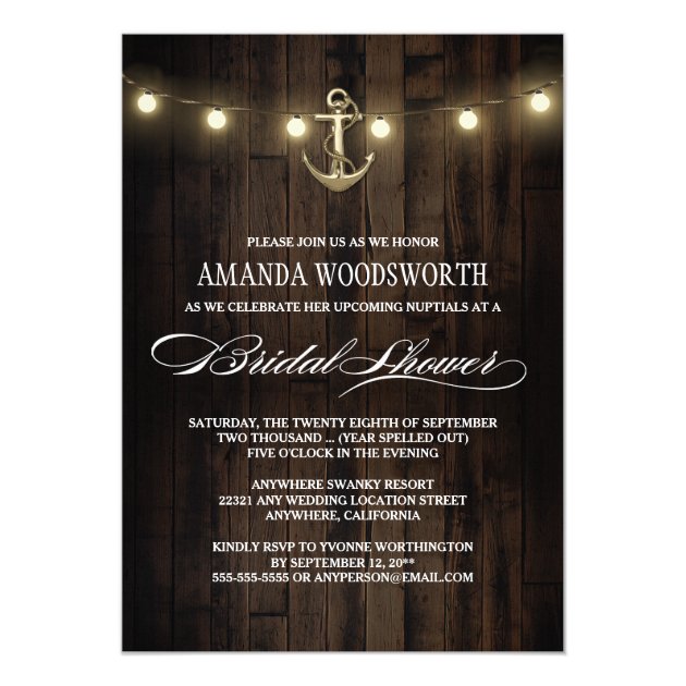 Rustic Nautical Anchor Bridal Shower Invitations