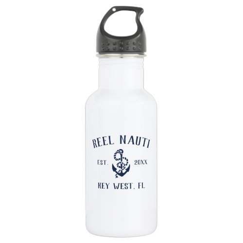 Rustic Nautical Anchor  Custom Boat Name Stainless Steel Water Bottle