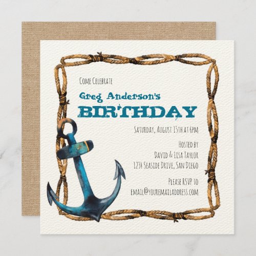 Rustic Nautical Anchor Party Invitation